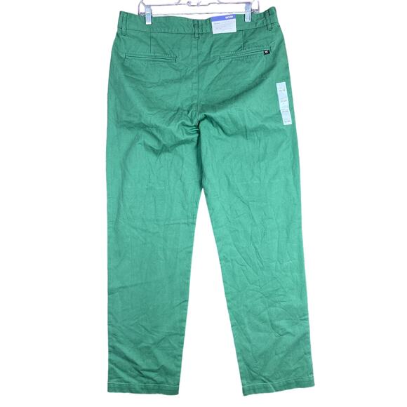 Houston White Mens Pants Green Chinos Single Pleated Wide Leg 100% Cotton 36x34 - Picture 9 of 12